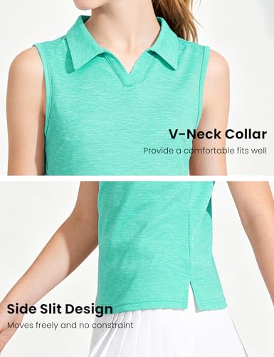 Image of Auranso Girls Polo Shirts Sleeveless Golf Tennis Quick Dry T-Shirts Tops