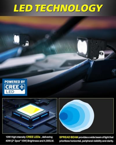 Image of Diffused LED Pods, AKD Part 2Pcs 3 inch 40W CREE LED Auxiliary Work Light Pods Scene Lights Ditch Camper Fishing Area Lights for Trucks Pickup Camper Tractor Trailer UTV SUV Boat