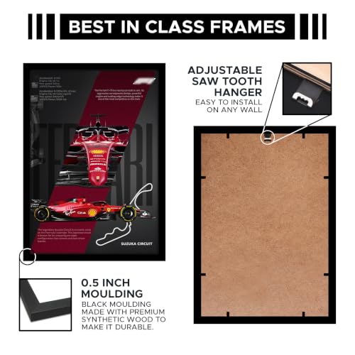 Image of CodersParadise Aesthetic Ferrarri Sports Car Poster Frame - Premium A4 Framed Wall Art for Bedroom, Living Room, Gaming Room & Office Decor