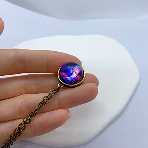 Galaxy Pendant Necklaces Nebula Double Sided Outer Space Glass Planet Necklace For Girl Women Men Earth Globe Universe Jewelry 7 #TOP4