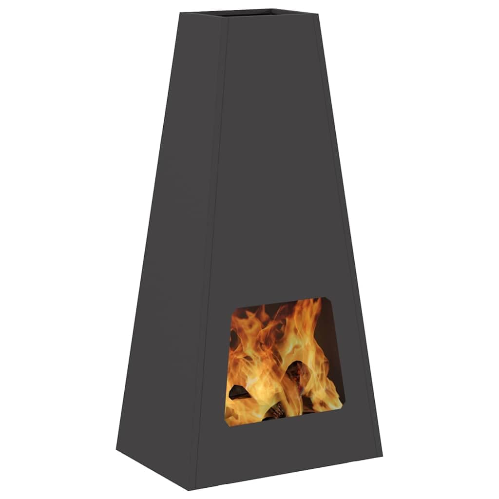 Braciere nero in acciaio 50x35x100 cm camino conico esterno con grande camera di combustione per tronchi di legna, resistente al calore, resistente alla ruggine, ideale per terrazza e giardino