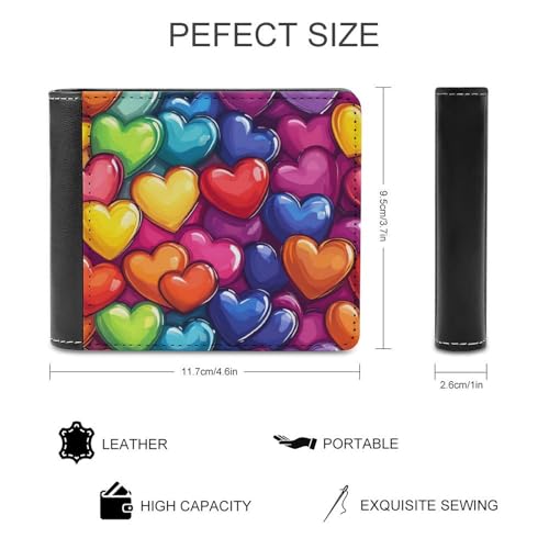 Rainbow Love Heart Bifold Wallet PU Leather Front Pocket Slim Credit Card Holder Coin Purse for Women Men2