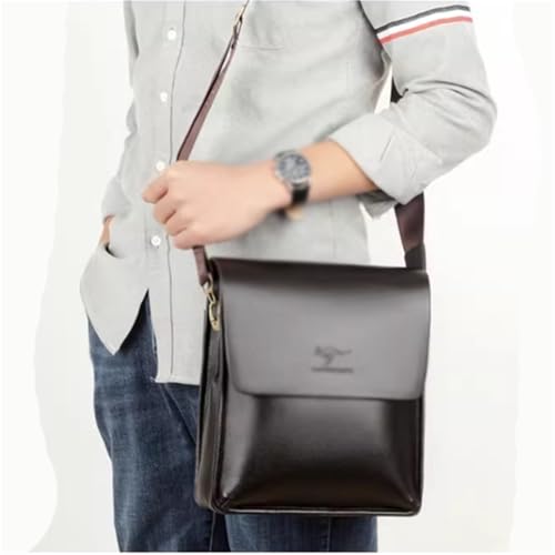 Messenger Bag, Leather, Business Crossbody Shoulder Travel Bag with Strap, Square, Travel Work Purse, for Men's Women4