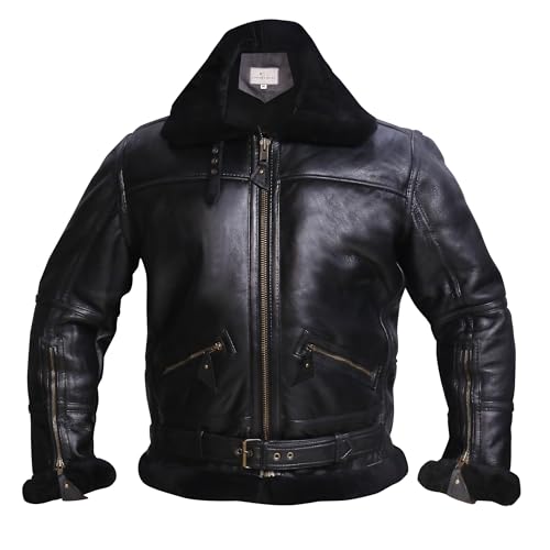 RAF Bomber Jacket Aviator Real Shearling Sheepskin Leather Jacket