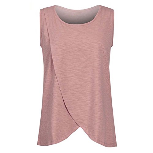 Hellomiko T-Shirt da Allattamento per Allattamento al Seno T-Shirt da Donna maternità Incinta Doppio Strato Senza Maniche Taglie Forti