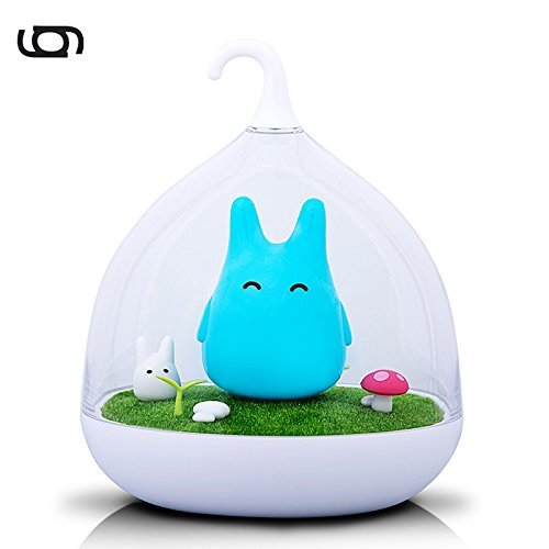 GARY&GHOST- Iluminación Infantil Nocturna LED Decorativa Ajustable Recargable USB Habitación de Niño Bebé 6,10 x6,10 x7,40 Pulgada Chinchilla, Azúl