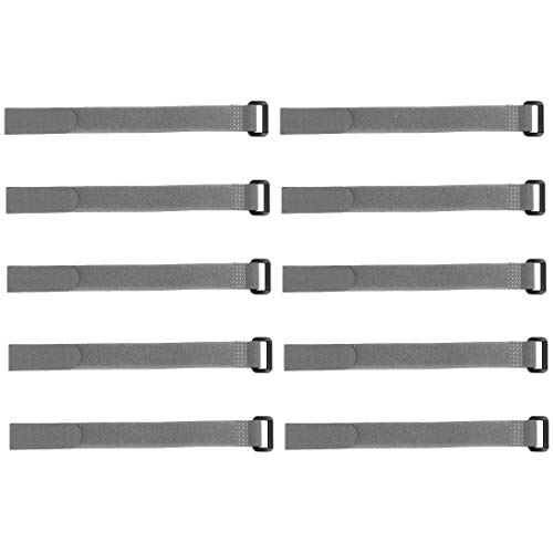 uxcell 10pcs Hook and Loop Straps, 3/4-inch x 14-inch Securing Straps Reusable Fastening Cable Tie (Gray)