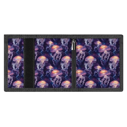 Fantasy Jellyfish Colorful Print Wallet for Men, 8 Credit Card Holder Slim Minimalist Front Pocket Small Mens Bifold Wallets3
