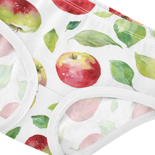 Wusikd Apples Reds Girls' Underwear Cotton Watercolor Girls Briefs Soft Toddler Underwear 2T4