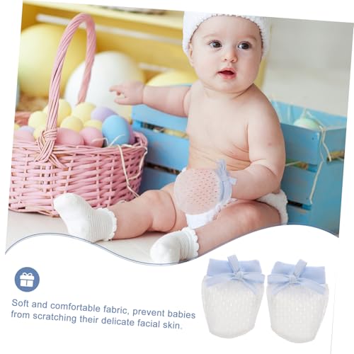 KESYOO 1Pair Breathable Ice Mittens for Newborns and Drawstring Gloves for Scratch Protection Stylish Colors Unisex Design for Boy Girl Months3