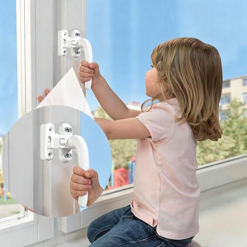 Miniatura 5 de 2 Piezas Manilla Ventana, Tirador De Ventana, Mango De Seguridad Para Ventana, Mango De Aluminio Macizo Con Tornillos Para Ventanas, Puertas De Balcón Y Puertas De Terrazas-Blanco