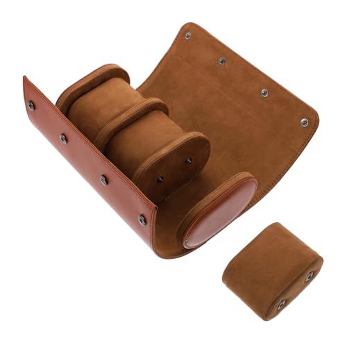 Homoyoyo Slots Watch Holder Portable Watch Storage Box with Soft Interior Sturdy Construction and Secure Button Closure for Travel and Display Elegant Organizer for Men and Women