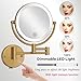 RECKODOR Hardwired Lighted Magnifying Makeup Mirror Wall Mount Gold, 1/5X Double Sided Vanity Mirror Bathroom, Touch Dimming, 360 Rotation Extension Arm Shaving Light up Mirror, Brushed Moderne Brass