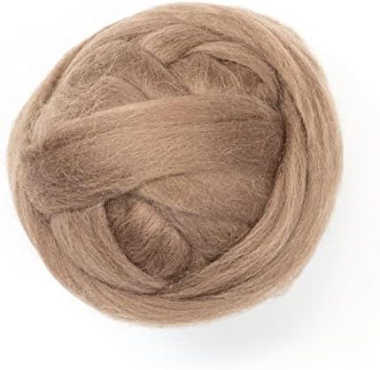 Kondoos Coloured Natural Wool roving, 8 OZ. Best Wool for Needle Felting, Wet Felting, handcrafts and Spinning. (Tobacco)