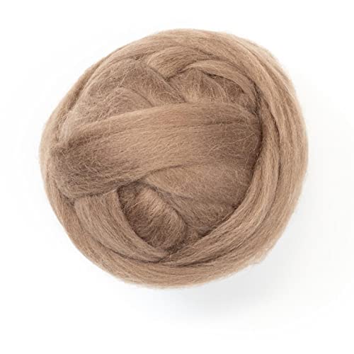 Kondoos Colored Natural Wool Roving, 8 Oz. Best Wool For Needle Felting, Wet Felting, Handcrafts And Spinning. (Tobacco) #TOP8