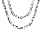 HAQUIL Stainless Steel Square Byzantine Link Chain Necklace, Jewelry Gift for Men and Women 16inch 4mm