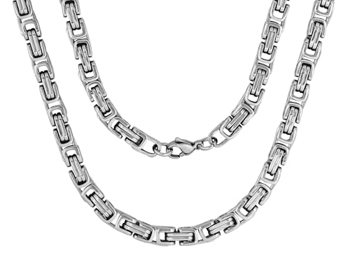 HAQUIL Stainless Steel Square Byzantine Link Chain Necklace,