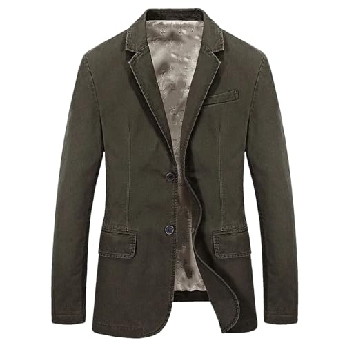 Men's Cotton Suit Jackets Business Casual Solid Color Multiple Pockets Loose Blazer Jacket