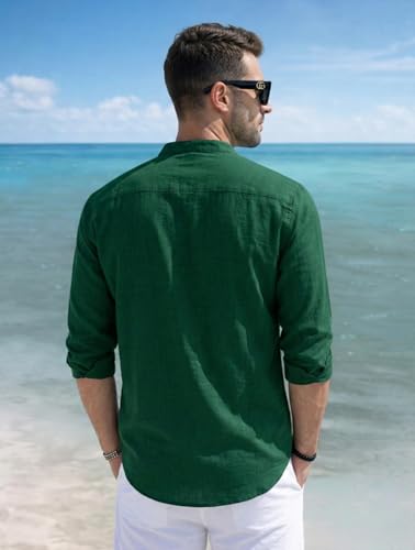 Image of Men's Cotton Blend Straight Kurta Shirt Combo with Mandarin Collar - Slim Fit Casual Short Kurti Set Featuring Textured Slub Fabric and Roll-Up Full Sleeves