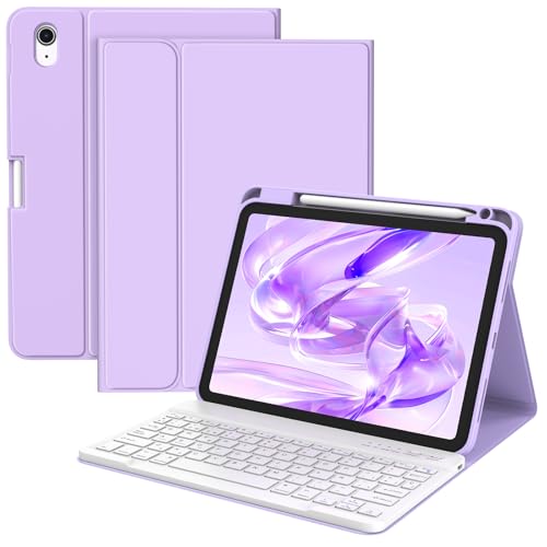 BQSS Teclado for iPad 11ª Generación A16 2025/10ª Generación 2022, QWERTY Español Ñ, Desmontable Bluetooth Magnéticamente Teclado para iPad 10/11 Gen(Púrpura)