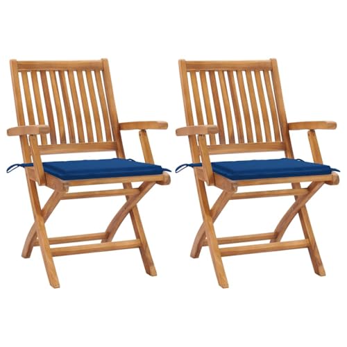 Générique Chaises de Jardin Lot de 2 et Coussins Bleu Royal Bois de Teck,Meubles,Mobilier de Jardin,Sièges de Jardin,Chaises de Jardin,Bleu,18.77 KG,3062416