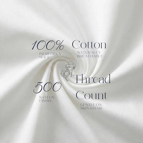 Image of Beckham Hotel Collection Pillowcases King Size Set of 2, Cool Touch Cotton Sateen Fabric, 500TC, Silky Smooth & Soft, Open End, White