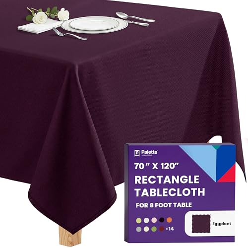 Image of Gee Di Moda Rectangle Tablecloth - 70 x 120 Inch Eggplant Table Cloth for 6 or 8 Foot Rectangle Tables - Heavy Duty Washable Fabric - for Holiday Party, Dinner, Weddings, Baby Shower & Events