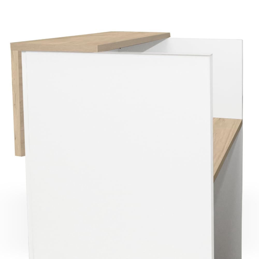 Mostrador Osiris Basic. Mostrador de Recepción para Oficina, Tienda, Clínica. Fácil Montaje (160cm Ancho, Roble)