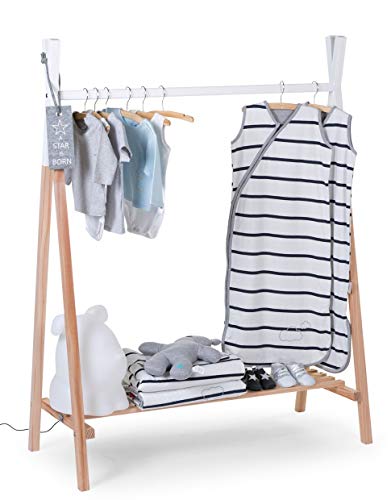 Penderie tipi Childhome en bois de hêtre naturel et blanc 137x107 cm