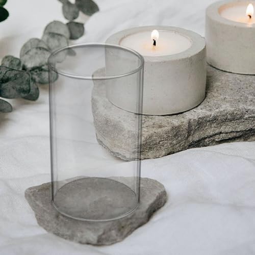 Cabilock Candle Holder Tube Shade: 3pcs Hurricane Candle Holder Sleeve Open Ended Clear Glass Cylinder Candleholder Bottomless Candle Cover Windproof Home Decor B