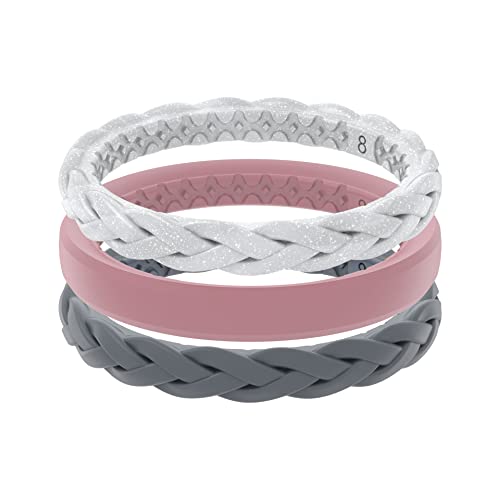 Groove Life Stackable Rings - Breathable Silicone Wedding Rings for Women, Unique Design, Comfort Fit Ring