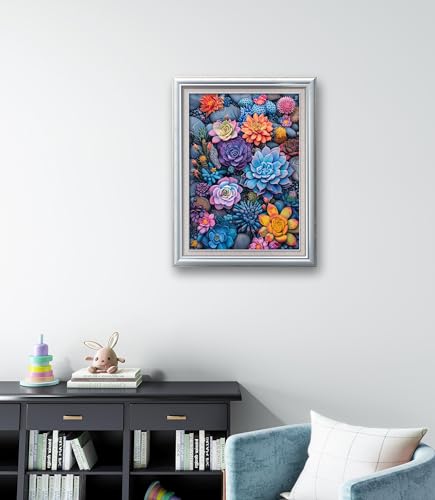 Image of Leczany Cross Stitch Patterns Stamped Kit for Beginners | Embroidery Supplies DIY Craft Kit Needlepoint for Adults Starter | 11CT, 3 Strands | Colorful Succulent 15.8x22.4 inches