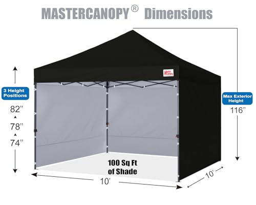 Image of MASTERCANOPY Heavy Duty Pop-up Canopy Tent with Sidewalls (10x10,Black)