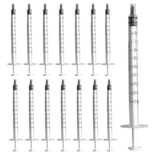 50 Piezas Jeringuillas de Plástico con Jeringa de Calostro de 1 ml, Jeringa de Plastico, Jeringa Dosificadora Reutilizable, para Laboratorios Científicos, Riego de Plantas, Alimentación Animal