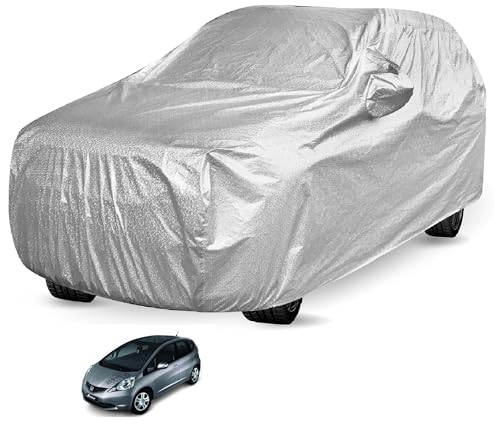Image of Auto Hub Waterproof Car Cover Compatible with Jazz (Model : 2013-2019) with Mirror Pocket, Soft Cotton Lining, Waterproof Jazz Car Cover- Metallic Silver