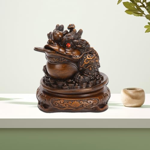 Estatua de Rana Feng Shui Tres Patas 5.5'' Resina miniatura 7