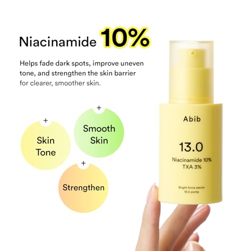 Image of Abib Bright Force Serum 13.0 Pump, 10% Niacinamide + 3% TXA, 1.01 fl.oz, Brightening Serum for Uneven Skin Tone, Hyperpigmentation, Glass Skin Glow, Korean Skincare