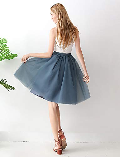 Cibelle Women's A Line Short Knee Length 6 Layer Tutu Tulle Prom Party Skirt4