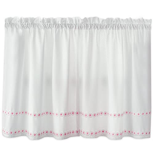 Lorraine Home Fashions, Par de Cortinas para Ventana, diseño de Margaritas Rosadas, 56 Pulgadas x 36 Pulgadas