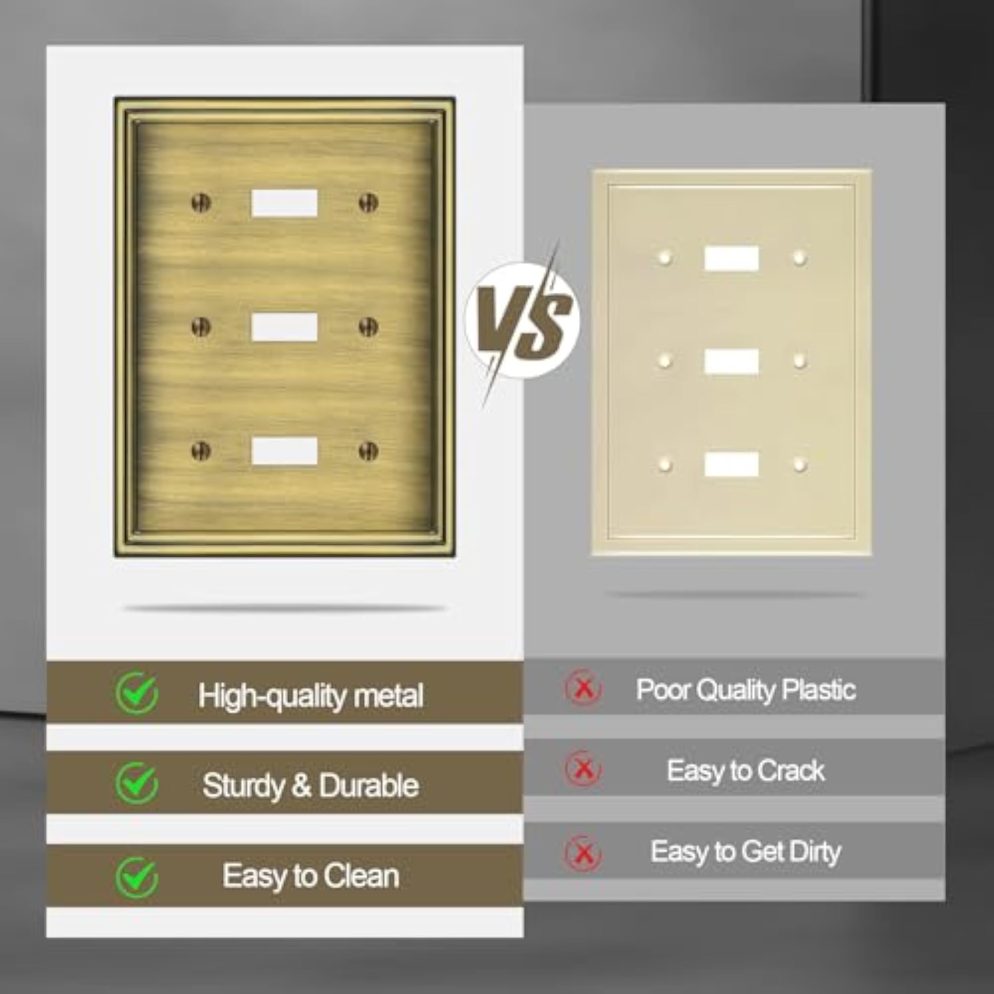 2 Pack Triple Toggle Light Switch Covers Plate