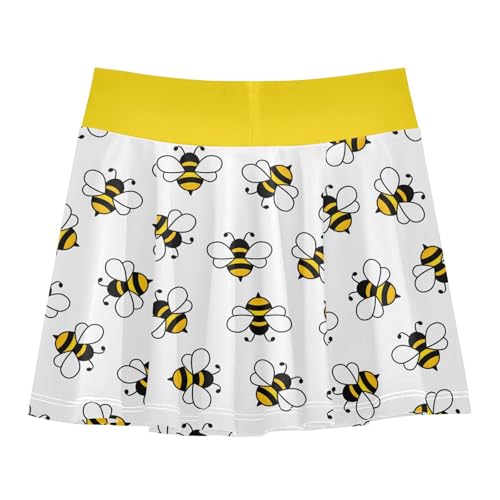 Girls Skorts High Waist Athletic Skirts with Shorts Cartoon Little Bee Stretchy Teens Performance Tennis3