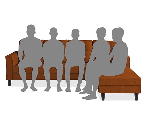 Image of Adorn India Maddox Tufted L Shape 6 Seater Sofa Set RHS (Rust) (3 Year Warranty)