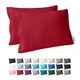Bare Home Premium 1800 Ultra-Soft Microfiber Pillowcase Set - Double Brushed - Hypoallergenic - Wrinkle Resistant (Standard Pillowcase Set of 2, Red)