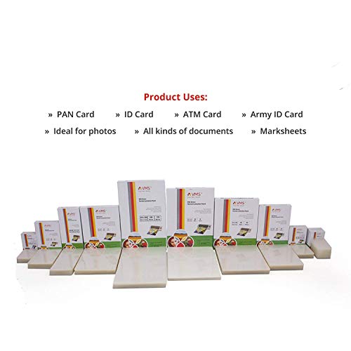 Image of VMS Deluxe Thermal Lamination Pouch (Sheets) 70x100mm 250 Micron - Set of 2 (200 Laminating Sheets) For ID Card size