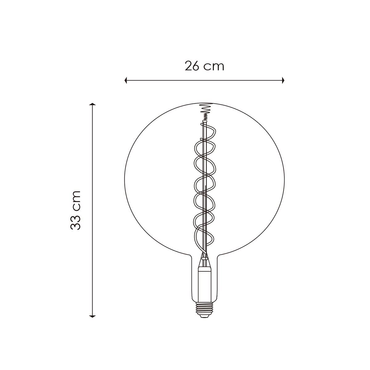 home sweet home collection Edison Vintage E27 | LED-Filament-Leuchtmittel Spiral | G260 Global LED-Lampe | Rauch | Dimmbar | 6W 180lm 1800K | warmweißes Licht | für E27-Fassungen