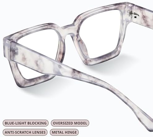 livho Oversized Eyewear Frame for Woman and Men - Rectangle Fashion Glasses for Computer, Chic Preppy Frame - Image 5