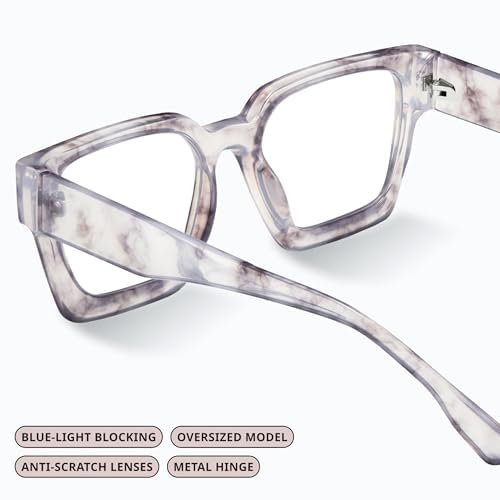 Image of livho Oversized Eyewear Frame for Woman and Men - Rectangle Fashion Glasses for Computer, Chic Preppy Frame
