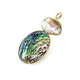 LE SKY natural stone pendants freshwater pearl and abalone shell pendants for jewelry making 31X76mm (2 PCS).