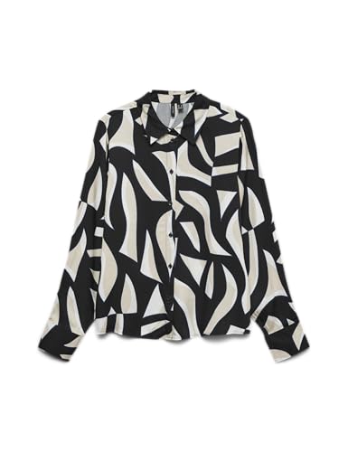 VERO MODA Damen Vmcindy Regina Ls Shirt WVN Ga, Black, Large