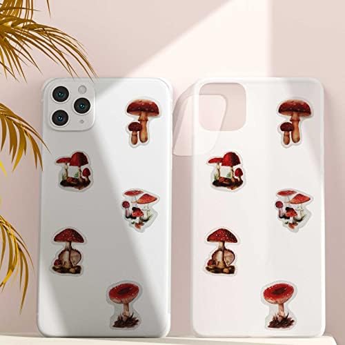 ZMLSED Vintage Red Mushroom Natural Stickers, 40Pcs Spring Autumn Decorative Retro Decals Adhesive Aesthetic Trendy for Scrapbook Laptop Album Envelopes DIY Craft Daily Planner Embellishment Bottle